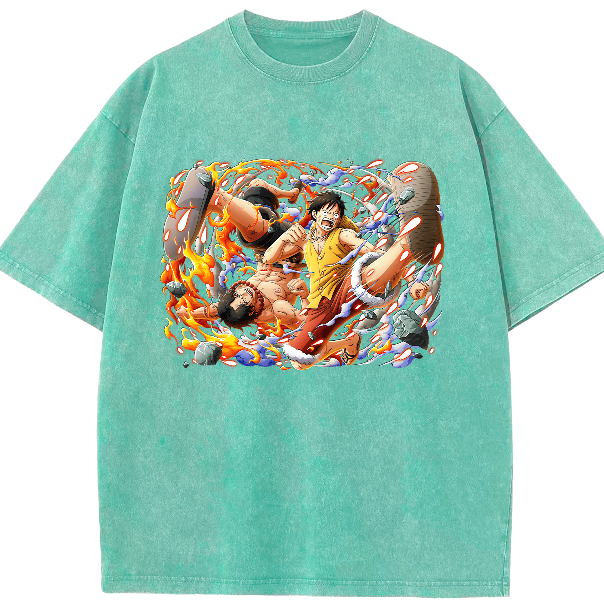 （画像用） ワンピース モンキー・D・ルフィ ONE PIECE Monkey D. Luffy 綿100% ヴィンテージ風 半袖Tシャツ（フロントプリント）